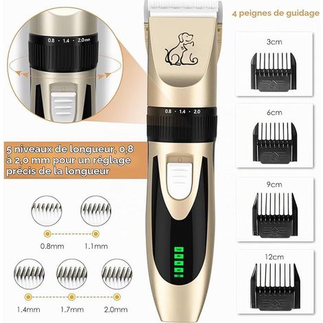 Dog Clippers, Electric Cordless Dog Clippers, Pet Hair Clipper Silent Electric Trimmer for Dogs, Cats and Pets (1/2)