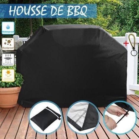 145 x 61 x 117 cm Waterproof BBQ Cover, Outdoor Grill Protection Tarp, Black Garden Barbecue Shelter