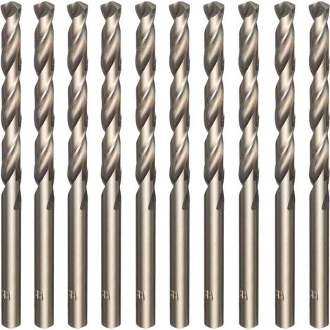 Lot de 10 forets hélicoïdaux dorés en acier rapide M35 et cobalt - Pour percer l'acier inoxydable, les aciers durs, la fonte, le cuivre, l’aluminium, le bois et le plastique - 5 mm x 86 mm-LIAIKI