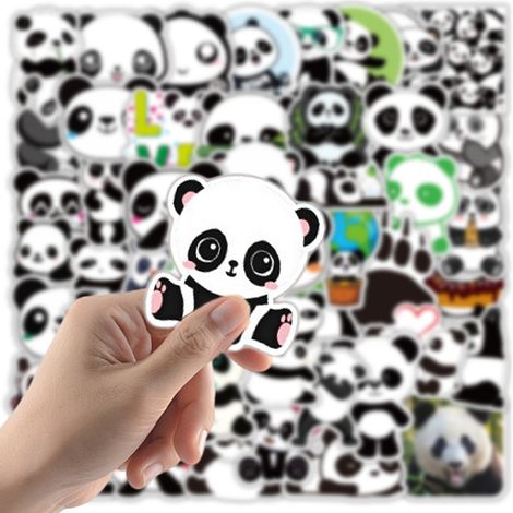 Sticker Étanche - Lot de 50 Autocollants en Vinyle Panda pour Ordinateur Portable Skateboard Valise Vélo Moto - 2,5 Pouces (1/5)