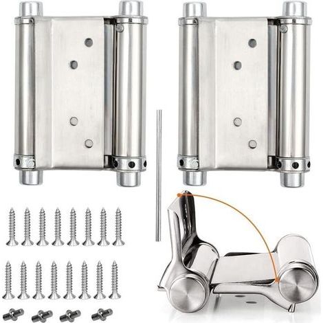 2Pcs Charnières de Porte de Saloon Gond Porte Battante Charnière à Ressort apacité de Charge Jusqu'à 15 Kg 76mm 3inch (1/4)