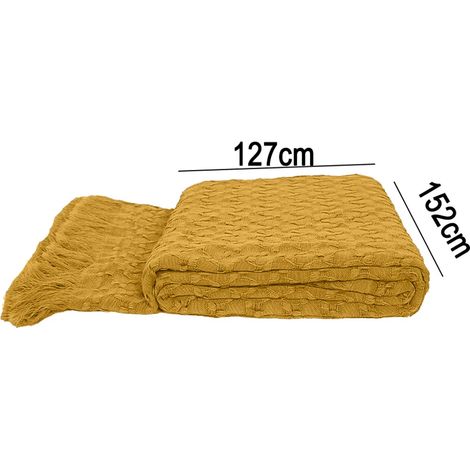 Manta tejida 127 x 152 cm gris claro suave cálida gruesa para cama, sofá (1/5)