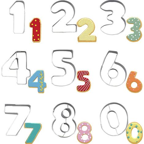 Number Cookie Cutters Set, Cookie Cutters 0-9 Numbers, Cookie Cutters, Number Cutters, Set for Biscuits, Baking, Cake Decoration, Fondant (1/5)