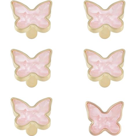 papillon décoratif Boutons d’armoire de cuisine, paquet de 6 poignées de tiroir de commode créative Armoire à meubles Poignées de porte Boutons en alliage de zinc à trou unique Accessoires de (1/5)