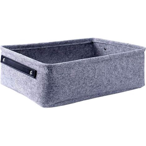Panier de rangement en feutre, conteneur de rangement avec poignée, boîte de rangement en cube pour clés, cosmétiques, jouets, articles de toilette, gris clair S (1/4)