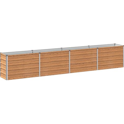 Raised Garden Bed Wood Brown 320 x 40 x 55 cm cold-rolled steel vidaXL