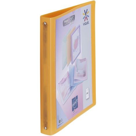 Classeur 4 anneaux plastique Viquel A4 personnalisable dos 3,5 cm orange translucide (1/3)