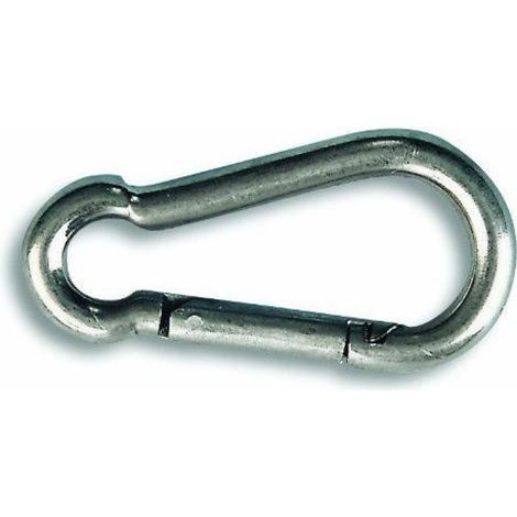 Mousqueton Pompier - Acier Inoxydable - Charge De Travail 100 Kg - Diamètre 5 Mm - Longueur 50 Mm - Lot De 1