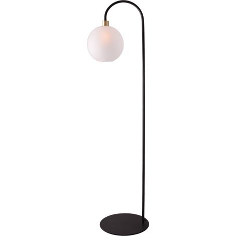 Lampe de pied Lazise noir avec or et verre blanc - 1644-02-06-30 (1/3)