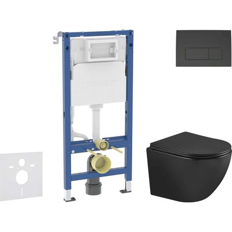 Geberit Duofix - Set de bâti-support, cuvette Oudee et abattant softclose, plaque de déclenchement Delta50, noir mat SANI11CA5507
