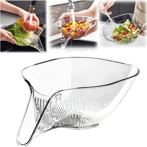 Panier Egouttoir - Polycarbonate Alimentaire Sans BPA - Pour Fruits Legumes Pates Vaisselle - Design Espace Optimise - 1 Piece Transparent (1/5)