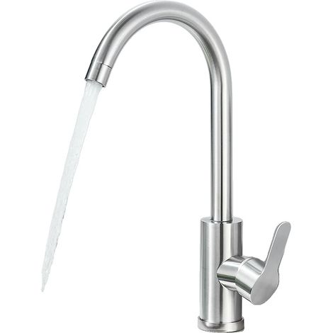 Robinet de cuisine, acier inoxydable, bec flexible, nickel brossé A (1/2)