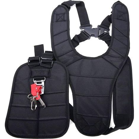 Correa de hombro ajustable para cortacésped, correa de hombro doble para desbrozadora (negra) (1/5)