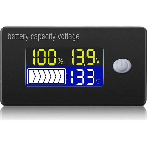 Indicateur de Capacité de la Batterie 12V Affichage LCD Voltmètre Testeur de Température pour Li-ION Lifepo4 Acide de Plomb (1/5)