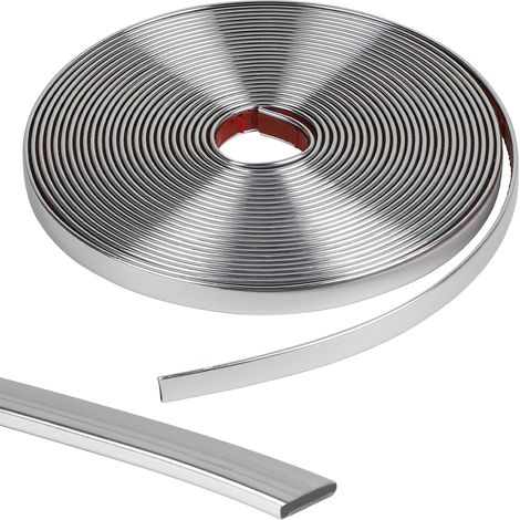 Moulures décoratives flexibles autocollantes 10 m Argentées En stuc 3D Décollez et collez Pour bricolage, sol, bords de carrelage et décoration d'angle (1/5)