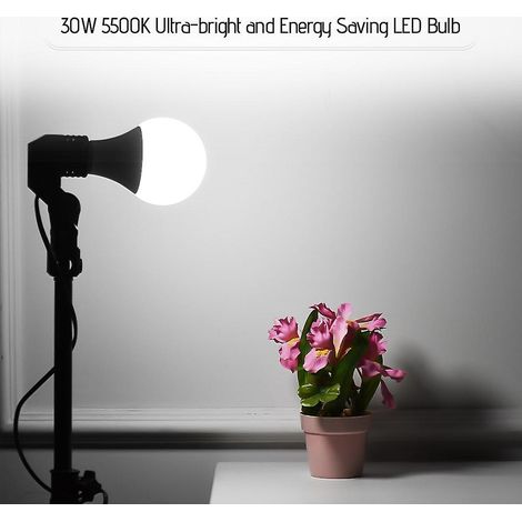 Ampoule LED Andoer E27 30W à économie d'énergie, lumière blanche chaude 5500K, idéale pour studio photo et vidéo, studio à domicile.