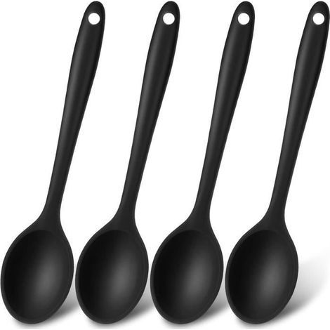 4 Silikonlöffel mit Antihaftbeschichtung – Servierlöffel aus Silikon – Rührlöffel zum Kochen, Backen und Mischen (1/4)