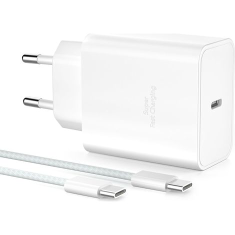 45W Chargeur USB C Charge Rapide GaN:PD3.0 Bloc Chargeur USB C PPS Prise Secteur Compatible avec Samsung S26 S25 S24 iPhone 18 17 16 15 Embout Adaptateur Type C Mural Fast Charger, 60W 1M Cable (1/5)