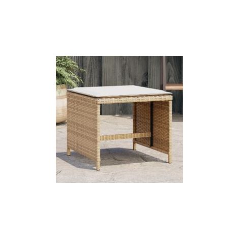 Tabourets de jardin avec coussins lot de 4 beige résine tressée (1/5)