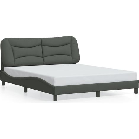 Lit double,Lit adulte,Cadre de lit sans matelas Hvar gris foncé 160x200 cm tissu CFW1294997 (1/5)