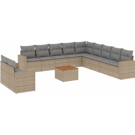 Set Divano da Giardino 12 pz con Cuscini Beige Misto Polyrattan vidaXL (1/5)