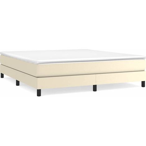 Maison Exclusive - Boxspringbettgestell Creme 160x200 cm Kunstled (1/5)