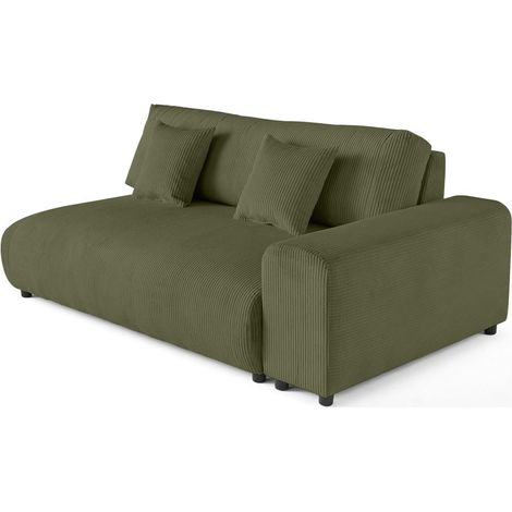 Garance - module d'assise 3 places avec accoudoir droit - en velours côtelé - vert (1/5)
