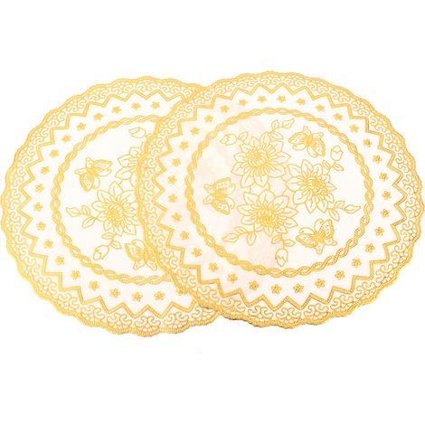 2 Pièces Sous-verres 30x30 cm Dorés pour Mariage, Fête et Décoration de Table