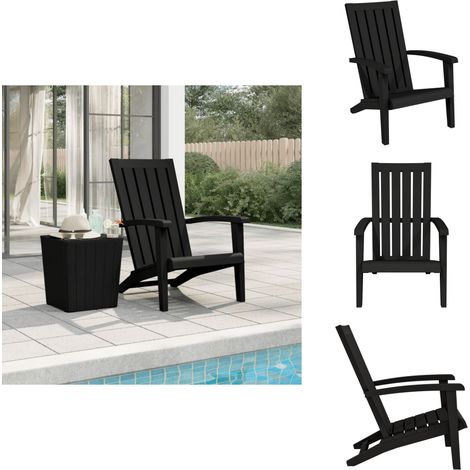 Chaise de jardin Adirondack noir polypropylène - Chaise De Jardin - Fauteuil De Jardin - Mobilier De Jardin - Chaises Adirondack - Chaise En Polypropylène (1/5)