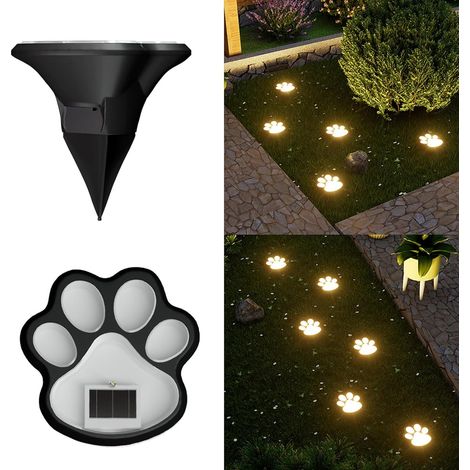 Paquet de 4 lampes solaires LED pattes de chien pour pelouses, allées, lampes solaires imperméables pour l ' extérieur