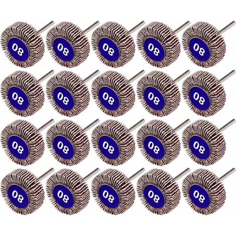 Green Mobility-20 Pcs Roue à Lamelles, 80 Grains Ponçage de Disque de Roue à Lamelles de Papier pour Outils Rotatifs Dremel (1/5)