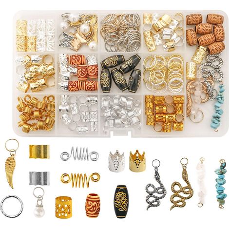 Kit 215 pièces accessoires cheveux en aluminium, lot coiffure feuille métallique, ensemble style salon avec élastiques et pinces (1/5)