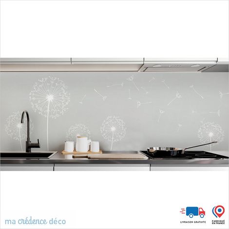 Crédence : Fleurs et pissenlits - Couleur Gris clair - Alu composite - 60 - 120 (1/3)