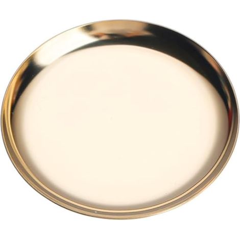 Plateau miroir rond pour bijoux, boucles d'oreilles, bagues, bracelets (doré, 10 x 10 cm)
