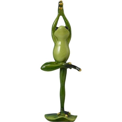 1 Statue de grenouille, résine, posture d'arbre, 20x5x11,5 cm, décoration maison, bureau, jardin