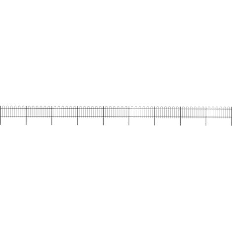 vidaXL Recinzione da Giardino con Parte Superiore ad Anello in Acciaio 1603,5x80 cm Nero
