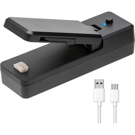 Mini bag scelleuse 2 dans 1 rechargeable manuel vide chaleur sealers et coupe plastique bag alimentaire 1 pièces noir (1/5)