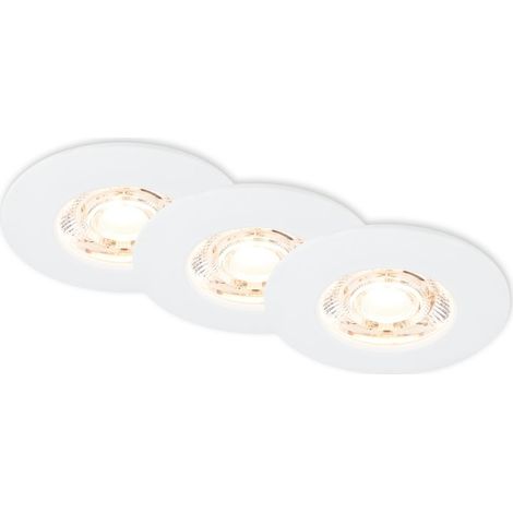 BRILONER KULANA MINI LED Einbaustrahler Bad, 3er Set, IP44 Spritzwasserschutz, Flaches Design, Warmweißes Licht, weiß, 6,5 x 2,5 cm
