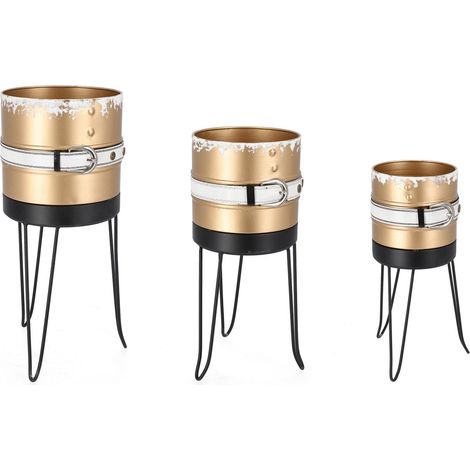 Treppiede con vaso "Chris" impilabile in metallo per decorazione Set 3 -Rosso (1/3)