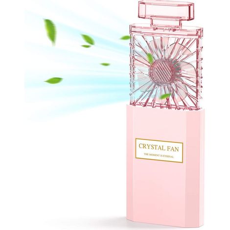 Kleiner, wiederaufladbarer tragbarer Ventilator (rosa), geeignet für den Innen- und Außenbereich. (1/5)
