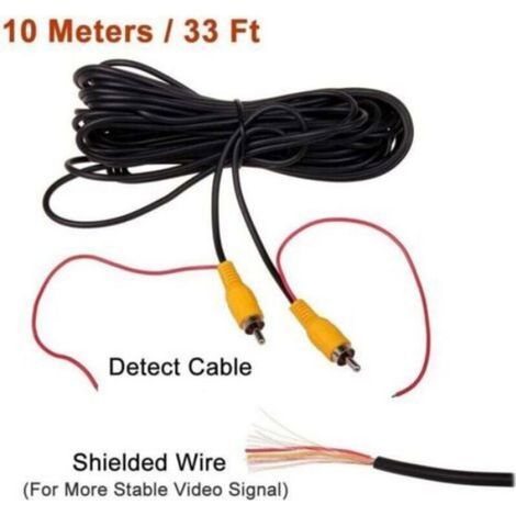 Câble D'extension Vidéo - Rca Et Phono - 10 M - Détection De Recul Voiture - 1 Pièce (1/3)