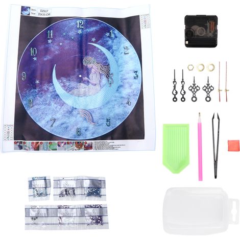 DIY Rhinestones Painting Sleeping Starry Sky Clocks Pattern Crystal Embroidery Picture Decoration Kit (1/5)