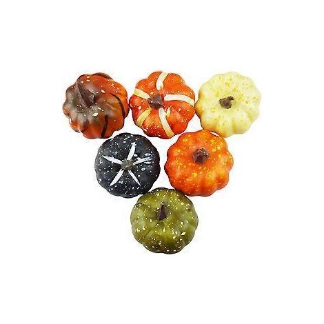 Lot de 6 fausses citrouilles réalistes pour Halloween, décoration et accessoires de fête. (1/2)