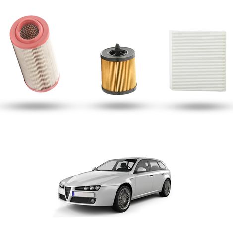 Kit Tagliando 3 filtri compatibile con Alfa Romeo 159 (939) 1.9 jts 16v 118kw dal 2005 al 2008 (1/4)
