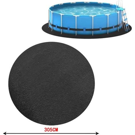 Tapis de sol rond pour piscine hors sol – Diamètre 3,05 m – Matériau géotextile solide – Protège contre perforations et débris (1/4)