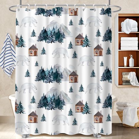 Rideau de bain 180x180 imprimé protection douche pour un intérieur cosy et chaleureux (1/5)