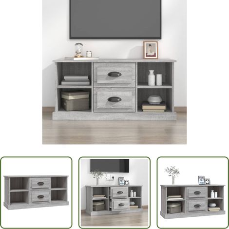 vidaXL Wohnzimmer - TV-Schrank Grau Sonoma 99,5x35,5x48 cm Holzwerkstoff (1/5)
