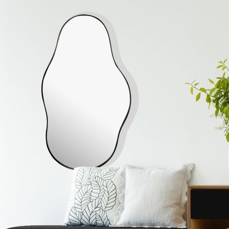 Miroir mural organique 40x80 cm en métal noir
