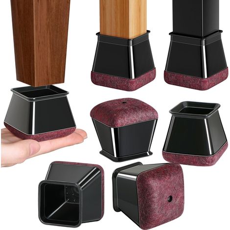 32 pièces carré protection pied de chaise, patins pour chaises en silicone noir petit patin de chaise, protections tampon sol (Fit 27-40mm) (1/5)