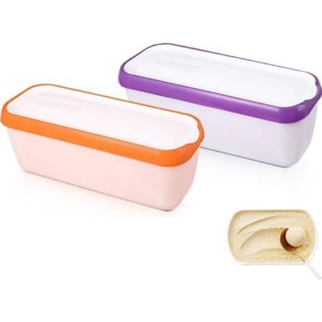 Juego de 2 recipientes para helado, recipiente reutilizable de 1,5 L para helado, caja reutilizable para helado, caja para helado con tapa, para helado, yogur y postres. (1/5)